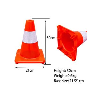 30 cm Flexible PVC Traffic Cone Reflective Delineator Post Warning Sign for Road Safety