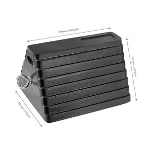 Rubber Wheel Chock for Travel Trailer Trucks with Eyebolts and Void Bottom Roadway 